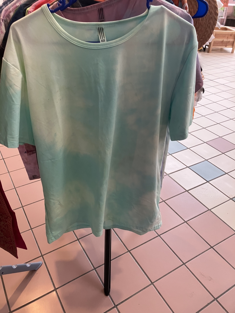 Relaxed Tie-Dye Crewneck Tee in Light Aqua